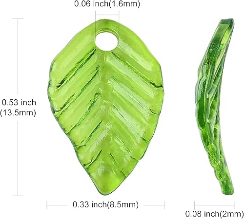 Miniatura 2 de Stiesy 100 dijes acrílicos transparentes de hojas verdes para plantas, pequeños dijes para mujer, accesorios de bricolaje
