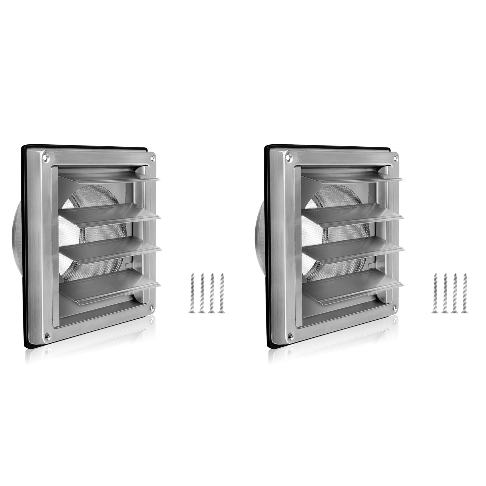 Jnchdghwa 2X Ventilation Grille 125mm Stainless Steel Air Vents Cover, Louvered Grille Cover Vent Flat Ducting Air Vent Wall Inlet