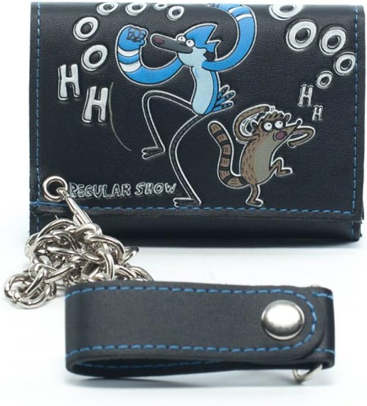 Regular Show Cartoon Network Tri Fold Mens Wallet with Chain