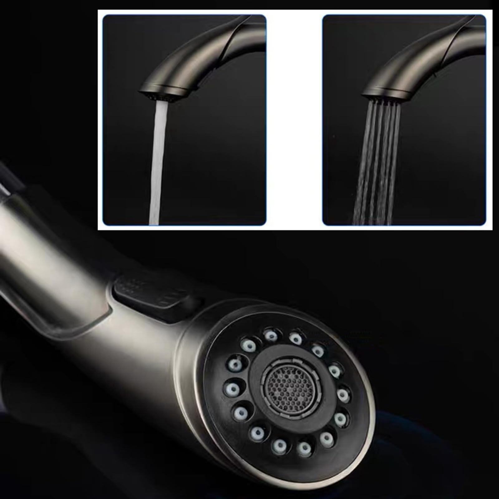 XJTNLB Robinet Tactile Chromé Mitigeur Evier avec Douchette | Mitigeur Douchette 2 Modes Rotatif à 360°, Mitigeur Cuisine Touchless Sensor en Laiton