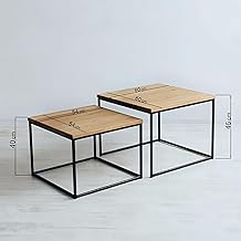 ترابيزة مركزية من الصلب من ايه ار كورنر، لون أسود/بني، مجموعة من 2 قطع، موديل F072