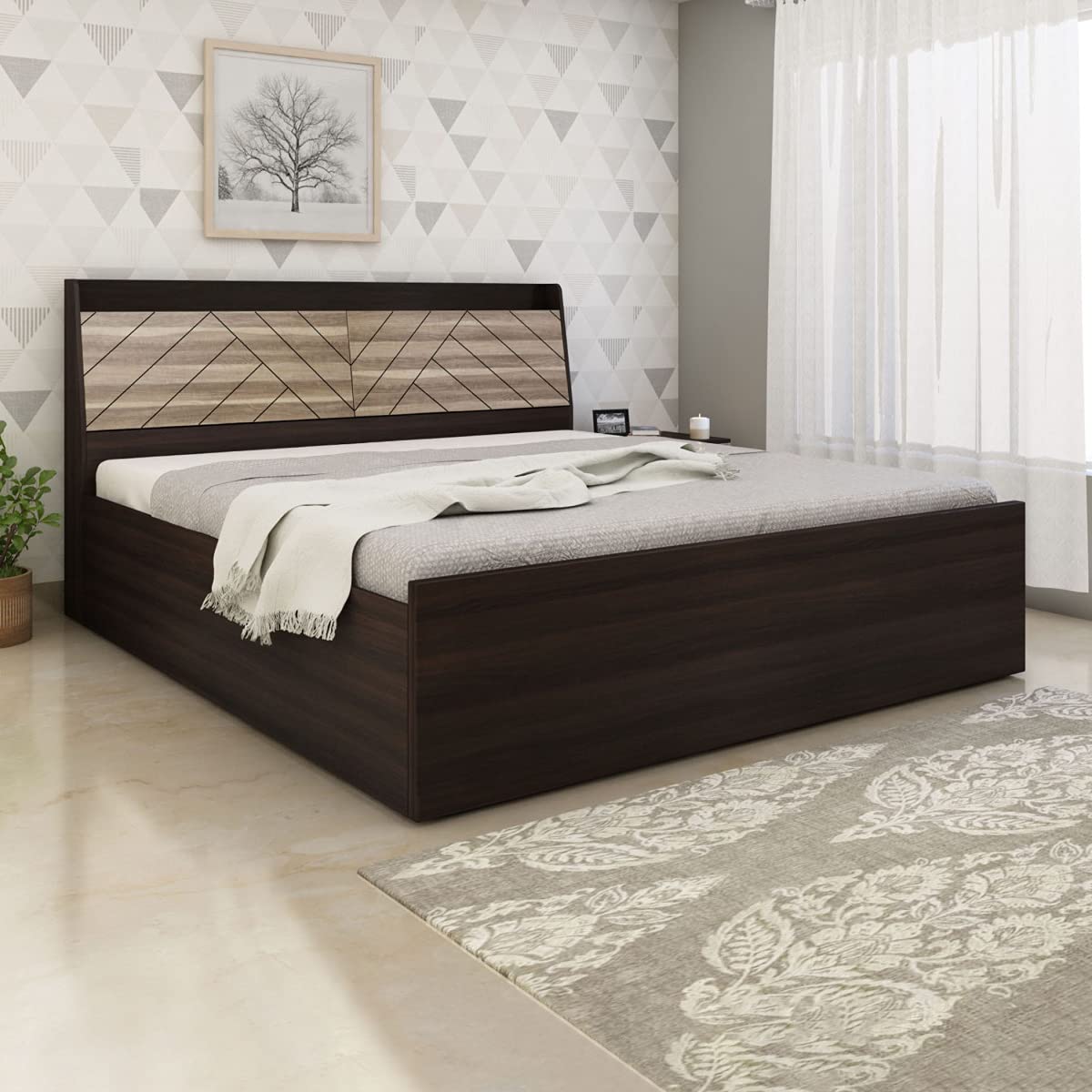 Buy Home Centre Giselle Jane Queen Size Bed with Hydraulic Storage