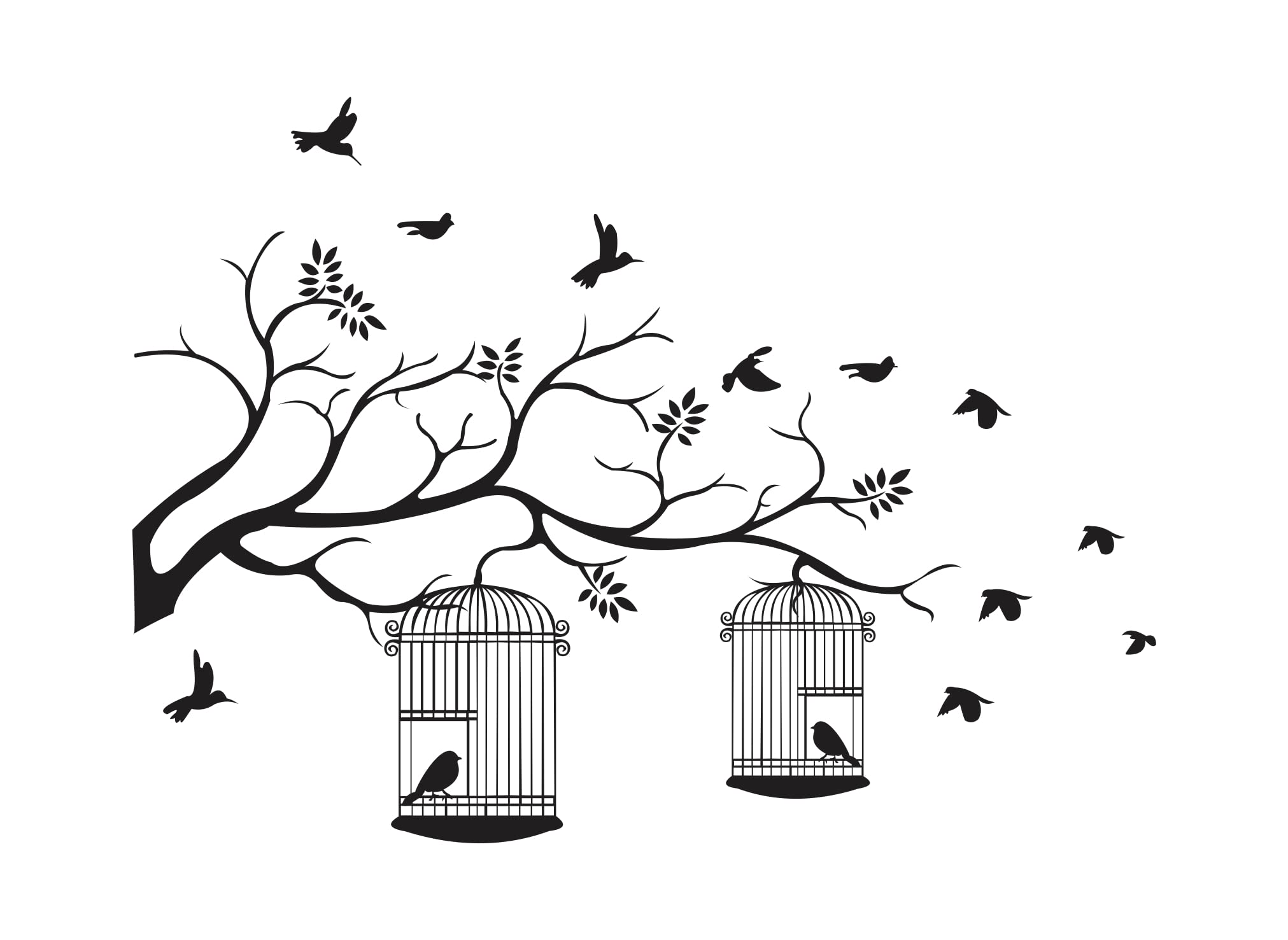 DreamKraft Decorative Black Tree with Birds and Cages Wall Stickers (Multicolor, PVC Vinly, 74 cm x 100 cm) (B09P65VVL3) Amazon Price History, Amazon Price Tracker