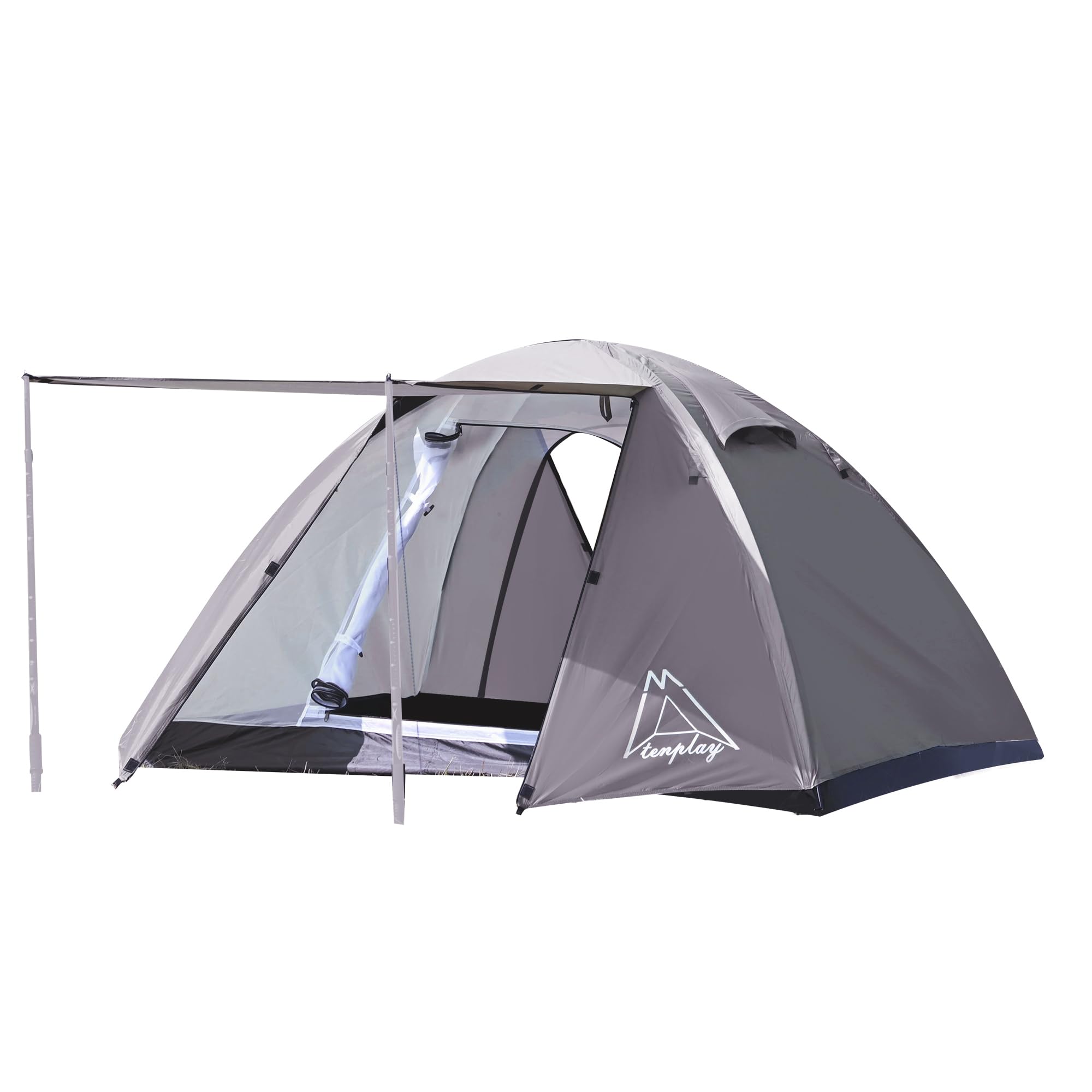 TENPLAY 2 Person Tent Lightweight 2.5KG, PU3000mm Waterproof, Windproof Backpacking Tent with 2 Doors, Easy Setup for Camping, Hiking, Mountaineering, Family Outdoor & Travel (grey)