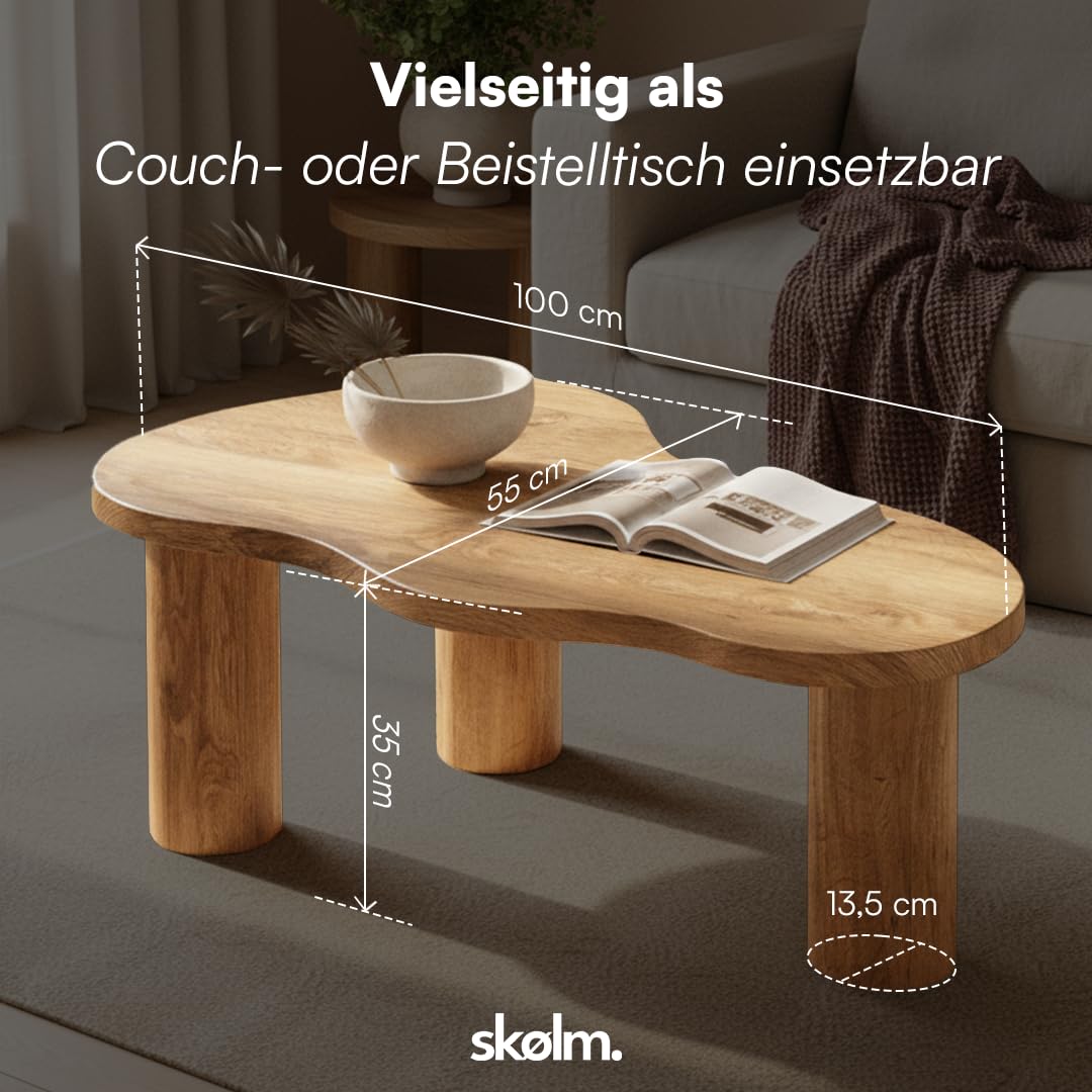 skølm Mani Couchtisch organische Form, Eichenoptik, Eiche, geölt & lackiert