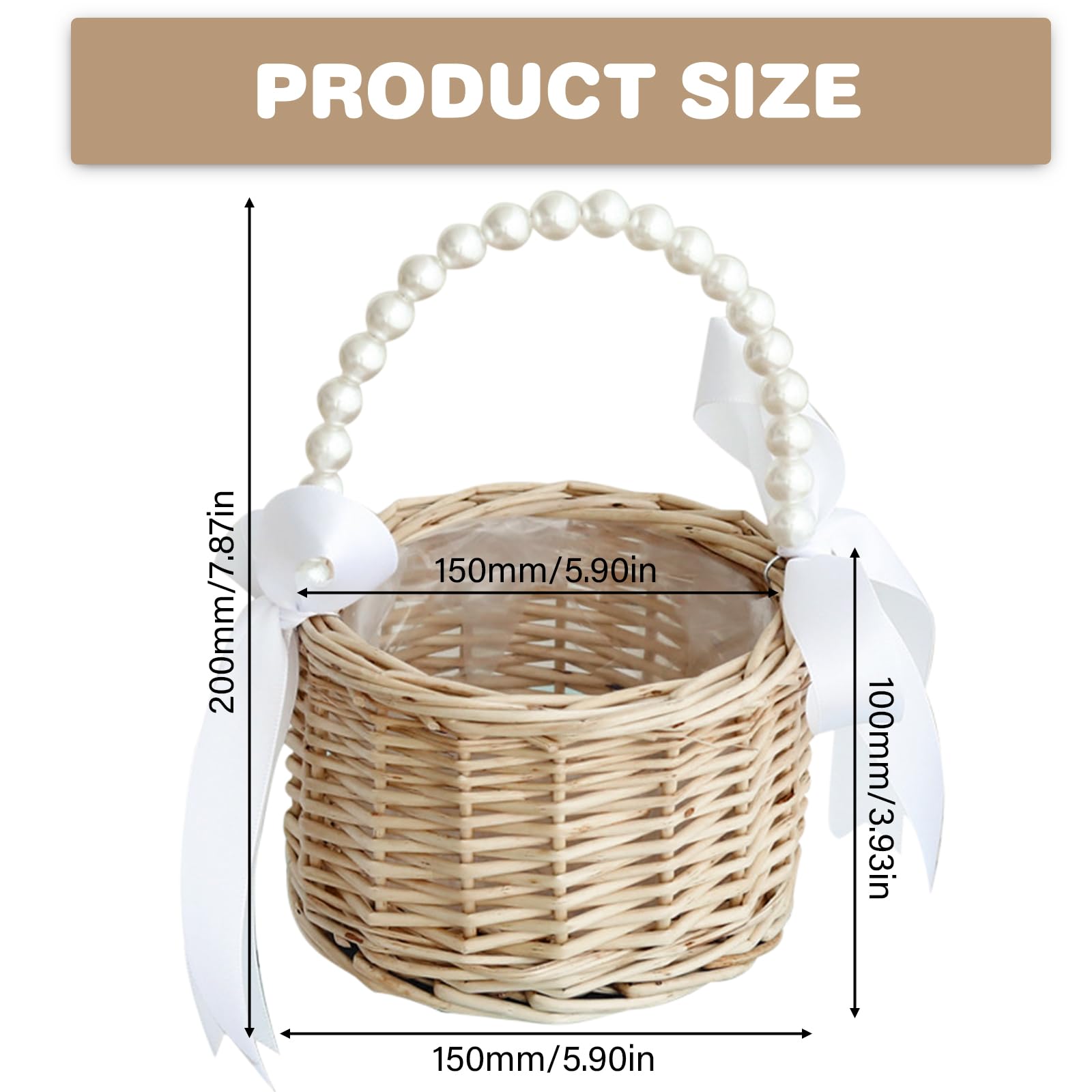 2 Stück Blumenmädchen Korb,20x15CM Blumenkorb Hochzeit Mit Henkel Und Schleife,Mini Geflochtener Blumenkorb,Rattan Blumenmädchen Für Hochzeit,Tischdeko,Hochzeiten,Heimdekoration