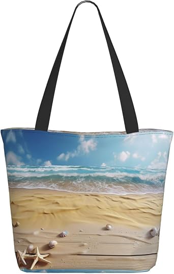 MELPHI Ocean Beach Sands Printed Fashionable Large Handbag And Shoulder Bag, Suitable For Various Daily Use