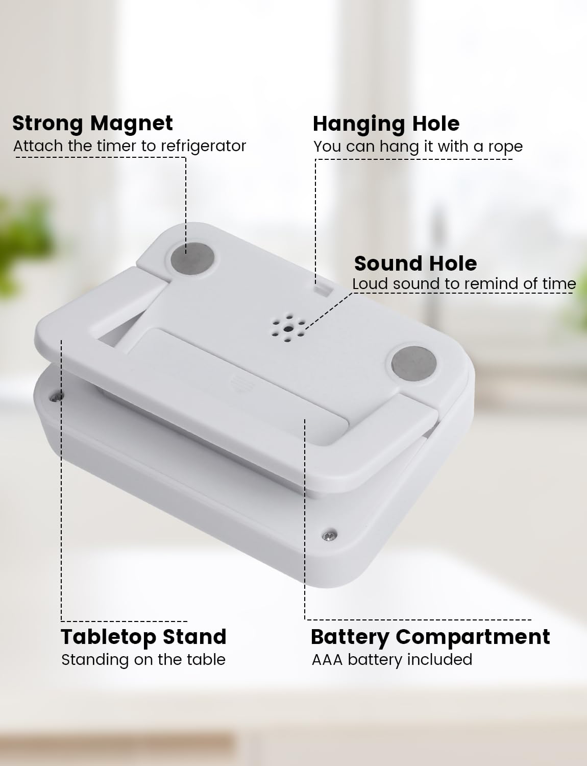 Timer Da Cucina Digitale Magnetico - Piccolo, Leggero Con Supporto - Per Studio, Esami E Cottura