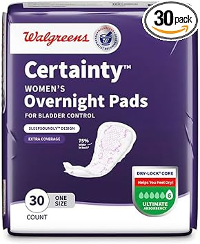 Pack of 10 of Certainty Womens Overnight Bladder Control Pads, Ultimate Absorbency, 30 Count, Extra Coverage, SleepSoundly Design, Dry-Lock Core Total of 300 Pads
