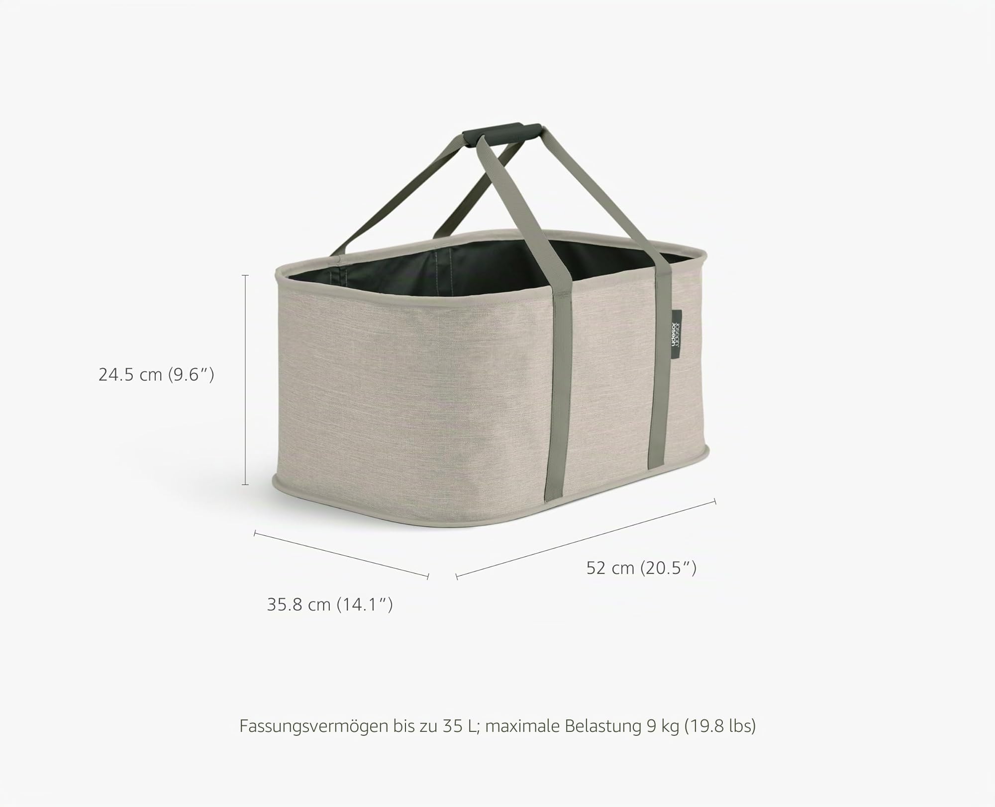 Joseph Joseph Hold-All faltbarer 35L Wäschekorb, Feuchtigkeitsabweisend, Strapazierfähig, Beige