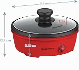 Elite Gourmet EGL-6101 Poêle électrique antiadhésive de 650 W, chauffage rapide, couvercle en verre trempé, rouge - 8