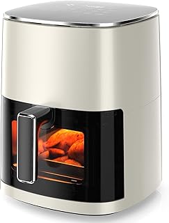 Elevon 6QT Large Air Fryer, 12-in-1 Digital Airfryer with Clear Window, Roast, Reheat, Dehydrate, Bake, Steam with 400F and More, Dishwasher Safe, Nonstick, Fit for Family of 2-5, Warm Beige