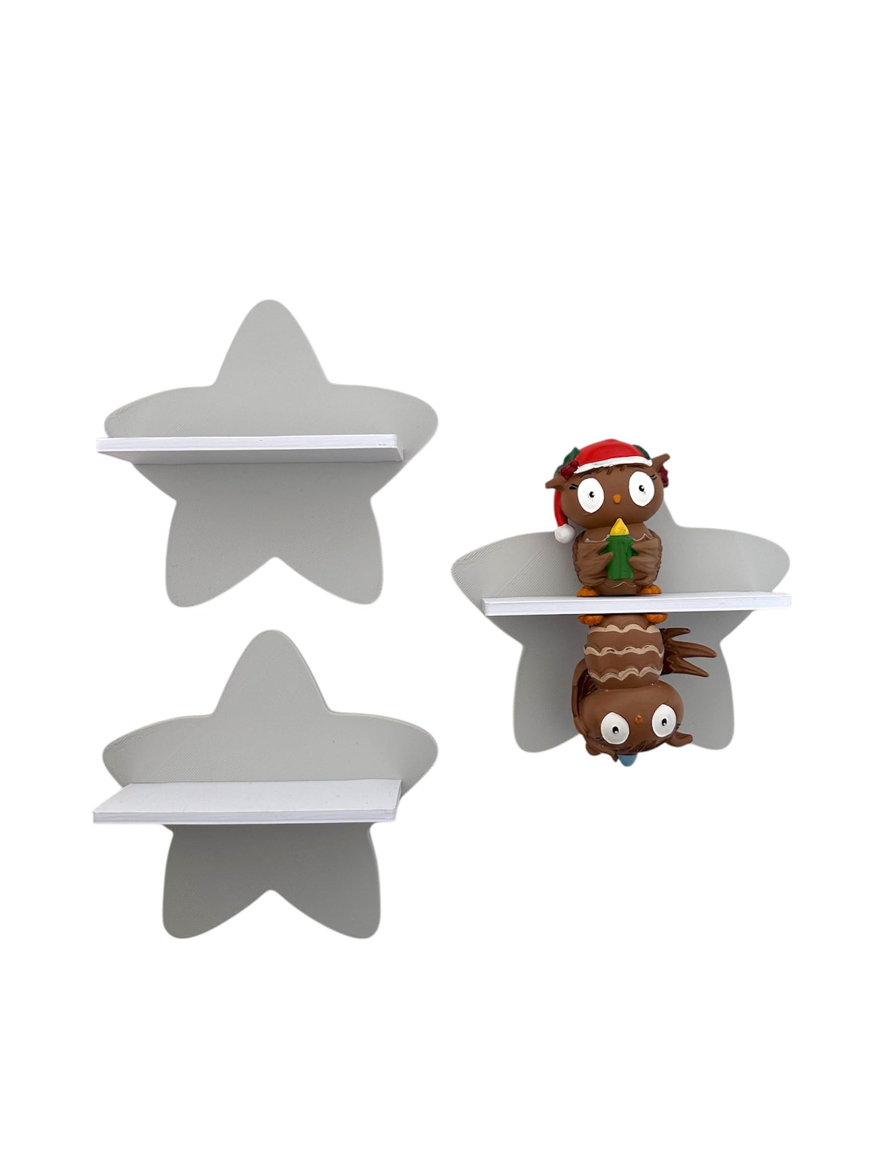 Mini Stern-3er-Set kompatibel für Toniefiguren, Tonieregal Toniebox Tonie Erweiterung - Erweiterungsregal - Kinderzimmer (Hellgrau)