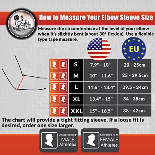 Nordic Lifting Elbow Compression Sleeves (1 Pair) - Support For Tendonitis Prevention & Recovery (Medium) #TOP1