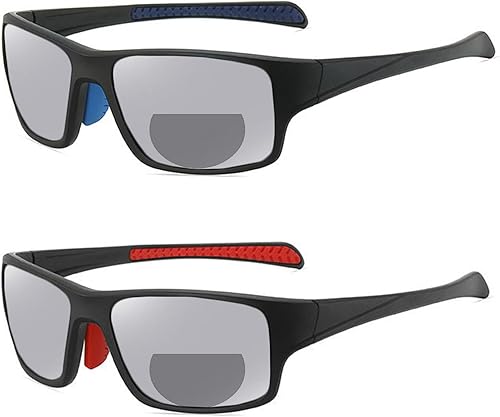 Gafas de lectura bifocales fotocromáticas de transición para hombres y mujeres, gafas de sol deportivas para presbicia, UV400, 2 uds