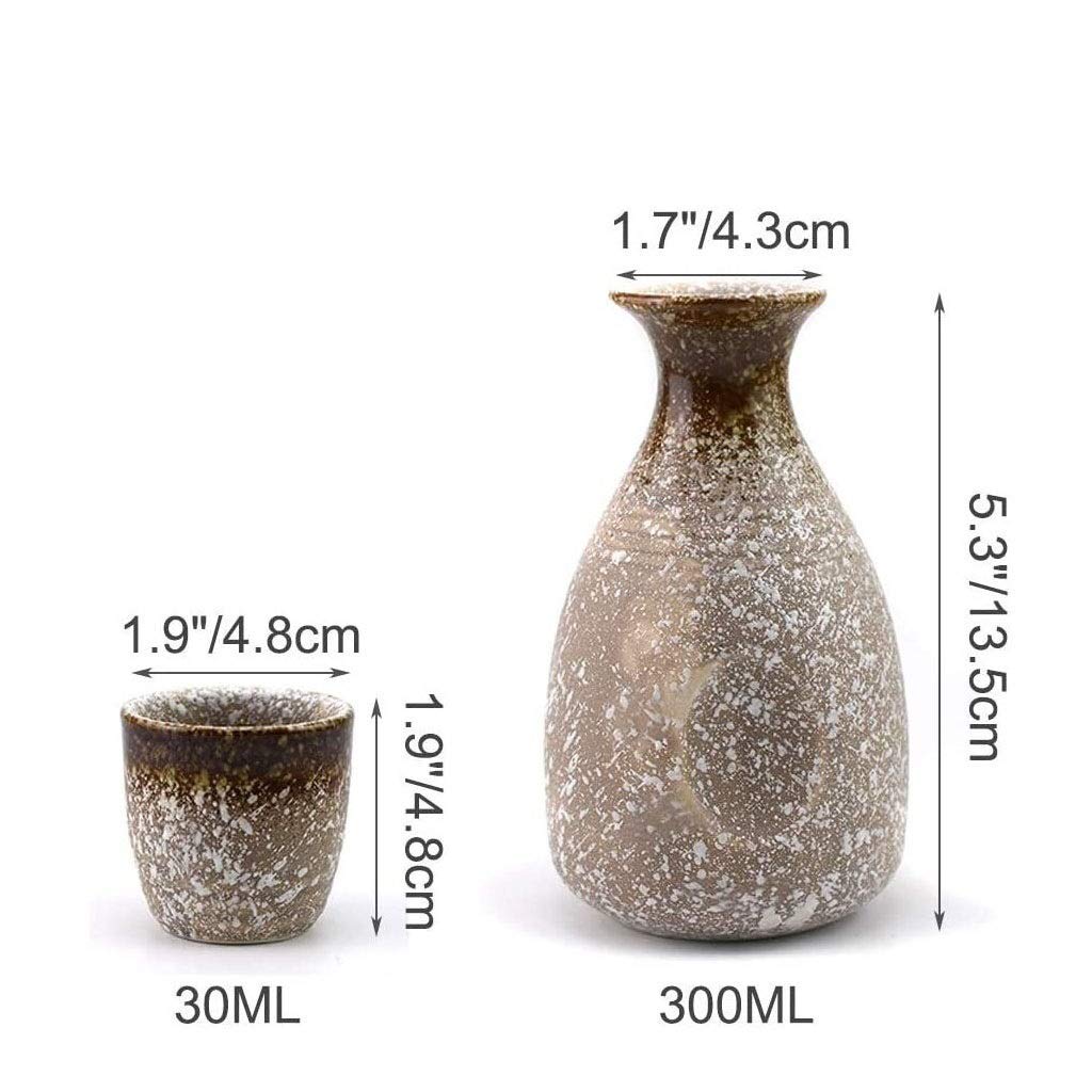 Ensemble de tasses à saké japonaises exquises, 5 pièces de 10 oz, tasse en céramique marron à texture traditionnelle, verre à vin artisanal, verre à vin en porcelaine de conception japonaise 8,8
