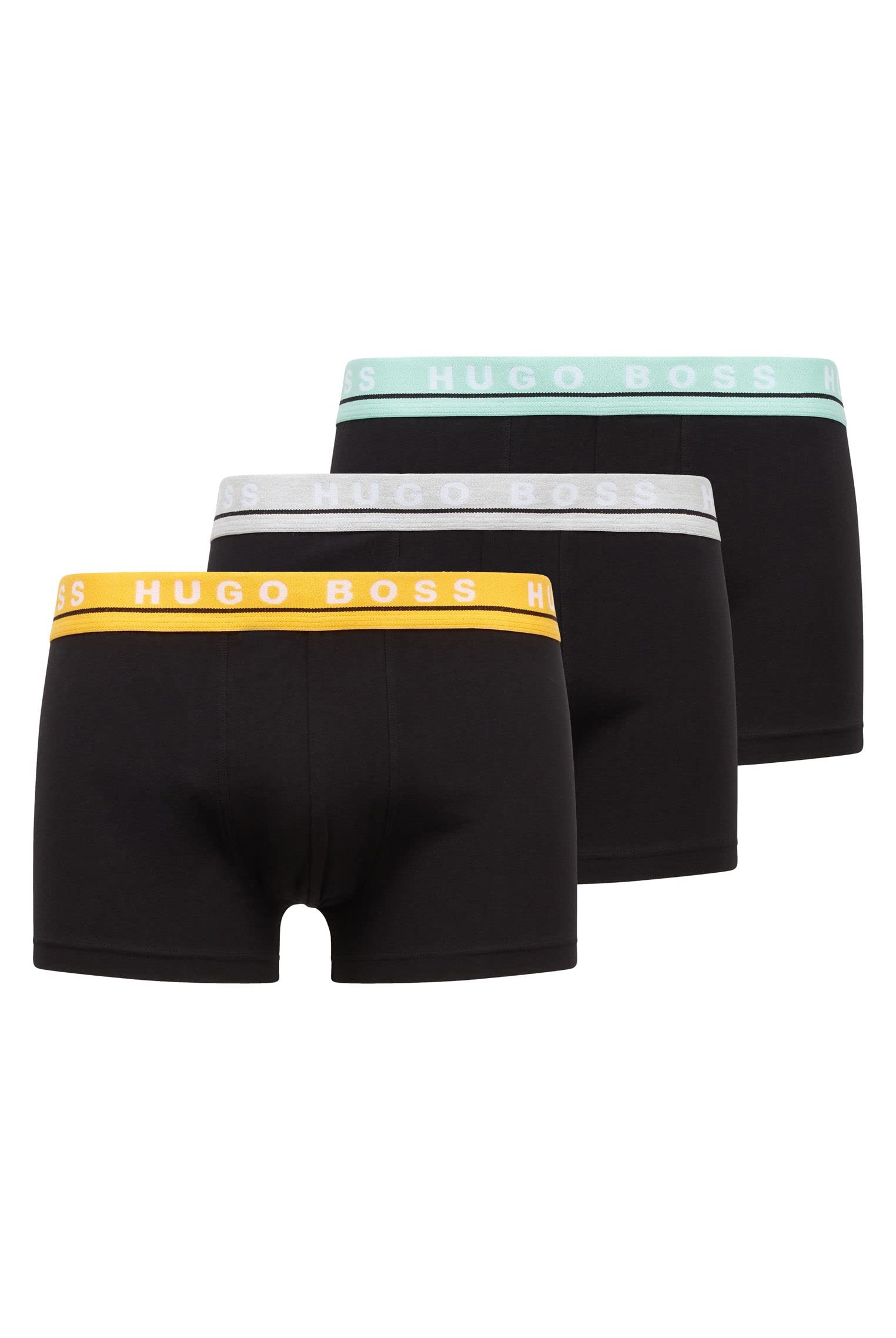 BOSS Mens Trunk 3P CO/EL Three-Pack of Logo-Waistband Trunks in Stretch Cotton