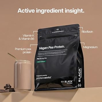 Protein Works | Vegan Pea Protein - Black Innovation, Chocolate Silk, Premium Vegan Protein, Pea Protein Isolate, 24g Protein Per Serving, Low Fat, Low Carbs, Plant-Based & Natural, 33 Servings, 1kg