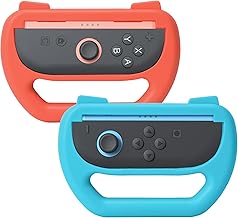 Steering Wheel for Nintendo Switch 2 Joy Con Controllers, 2 Pack Racing Wheels for Mario Kart 8/9, Realistic Racing Experience with Comfortable Grip, Switch 2 Accessories (Blue and Red)