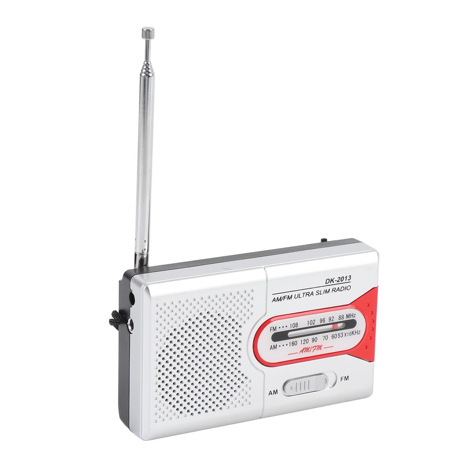 Zunate Portable AM FM Radio Battery Operated Mini Transistor Radio with Speaker Headphone Jack Pocket Size for Home Travel Emergency Outdoor Use (Silver Red)