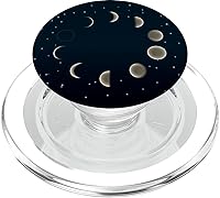 Vista 8 de Cool Moon Phases Design on Black - PopSockets Grip and Stand for Phones and Tablets