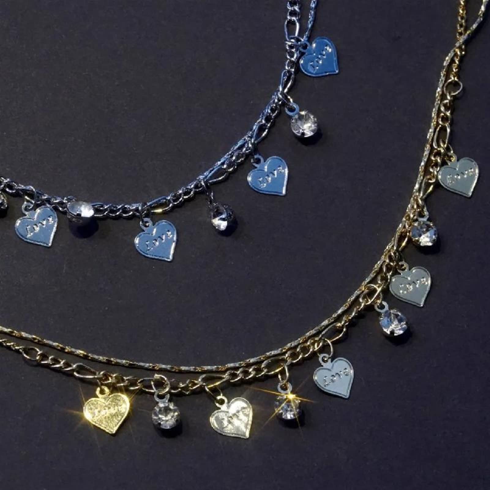 Tobilleras/Tobilleras Luz Personalidad de la Moda Versátil Amor Flash Taladro Cadena de pie Cadena Ajustable Viento de Metal Tobillera de Mujer Pulseras de Tobillo (Color : Golden)