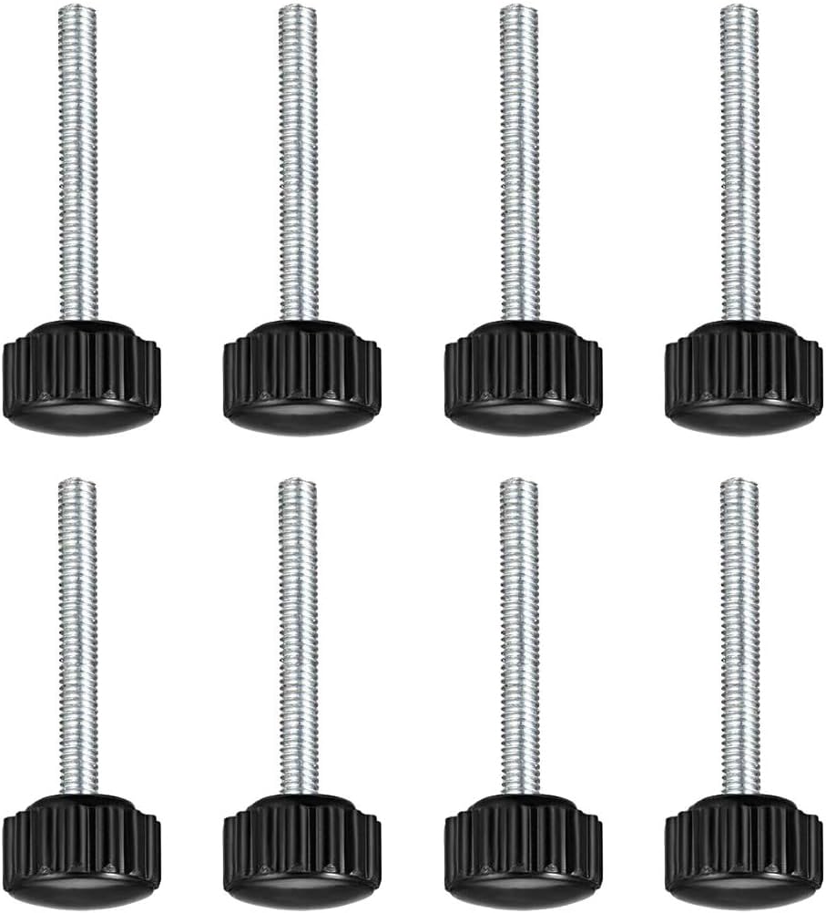 Boxonly Knurled Thumb Screw for Saw Drill Press Lathe and Routing Jigs Packaging Machinery Printing Equipment Clamping Knobs Grip Threaded Hand Bolt Knobs M4 x 35mm 8pcs