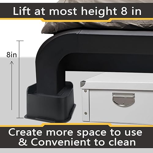 Miniatura 5 de Elevadores de cama resistentes para muebles, elevadores de cama de 3 pulgadas, soporta hasta 5000 libras, adecuado para sofá, escritorio, cama, mesa