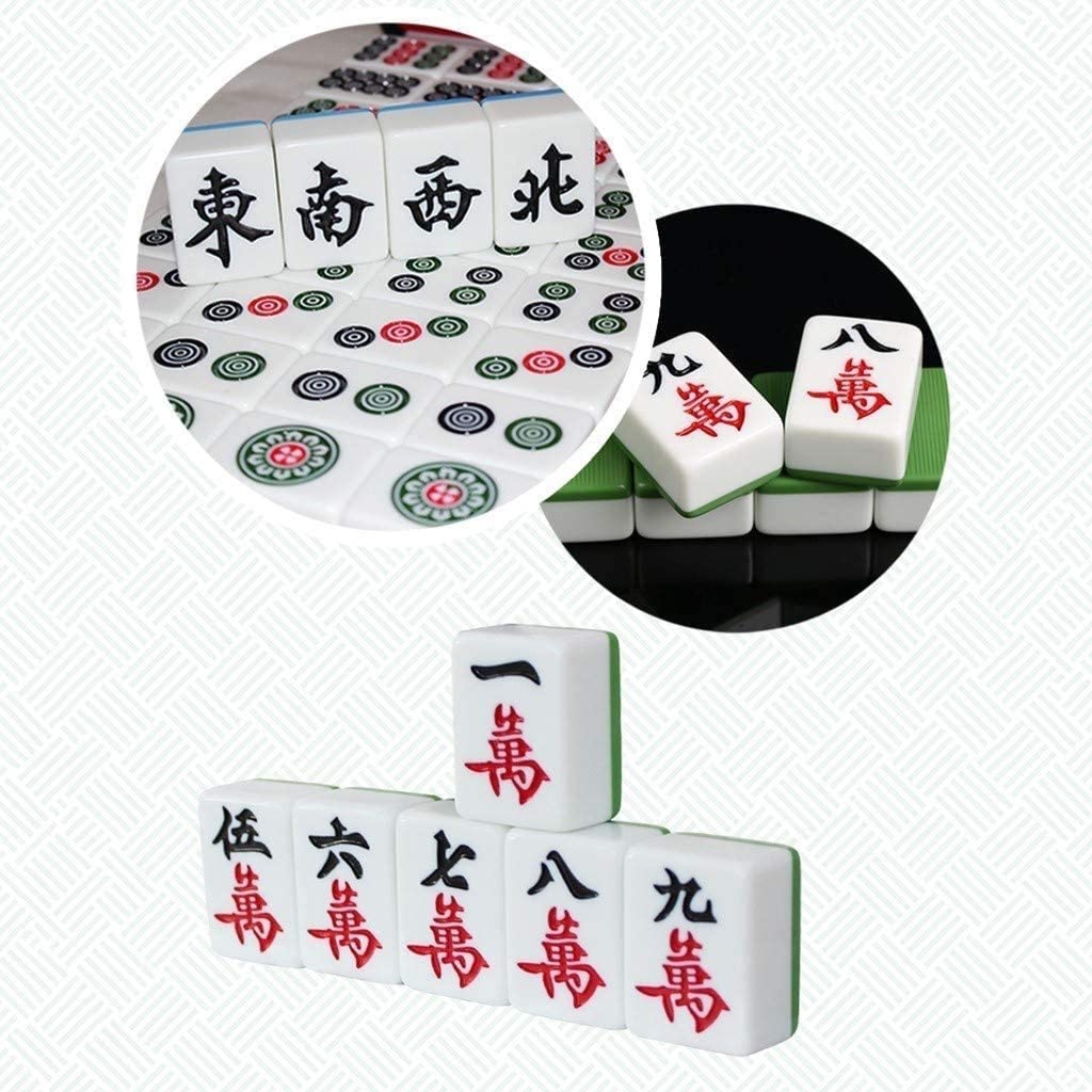 Profesjonalny zestaw do gry chińskiego mahjong - (zielony) - z 166 płytkami, 2 kostkami - do gry w chińskim stylu