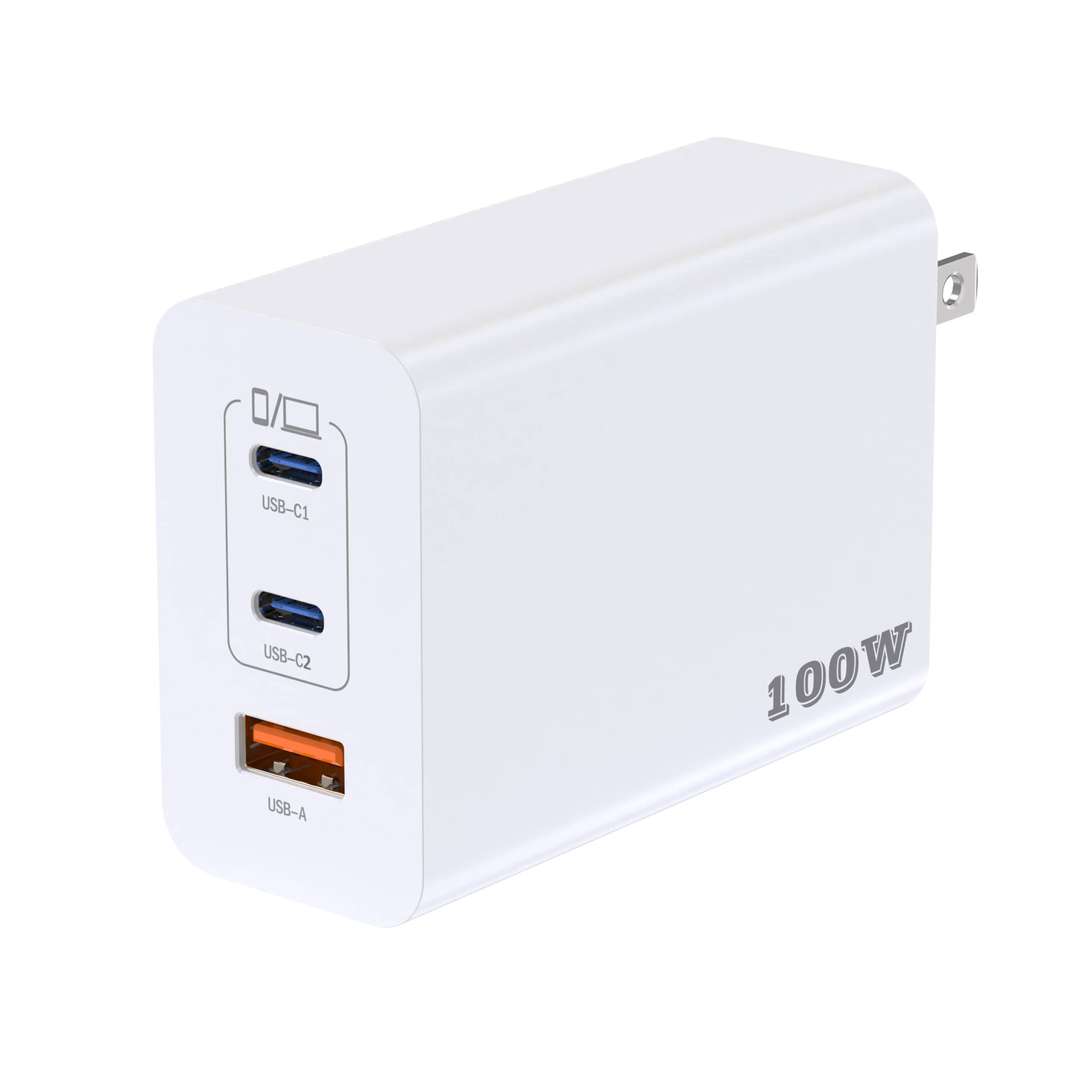 USB C Block 100W, GaN 3 Ports Wall Plug Super Fast Charging Block, PD+QC Multiport Power Adapter USB C Charger Type C for iPhone 16,15,14,13,12, iPad, MacBook, Galaxy S25, S24, S23