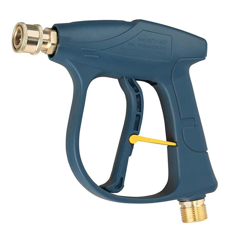 Pistola Curta para Lavadora de Alta Pressão Sooprinse 3000 PSI com Conector Rápido de 6,35 mm, Entrada M22-14, Verde-Preto
