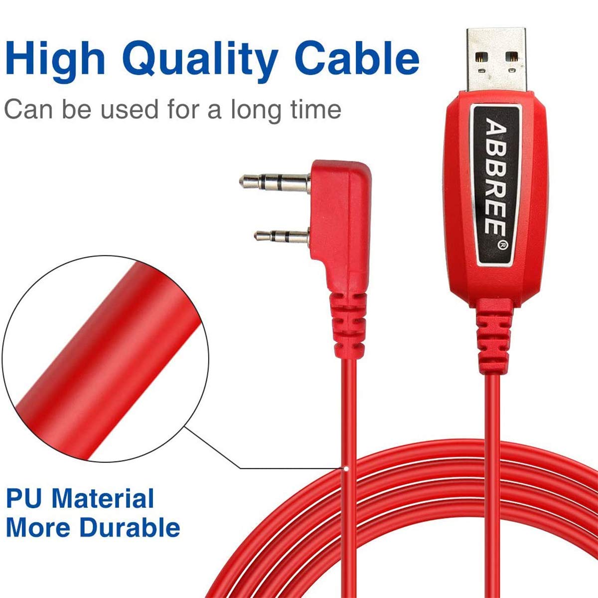 Close-up of the durable PU material of the BAOFENG programming cable