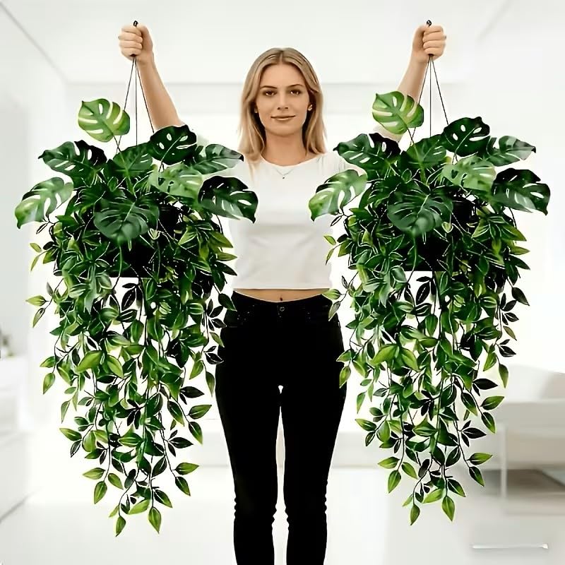 Vcvicmy 6 Pcs Artificial Fake Hanging Plants for Home Indoor Outdoor Decor