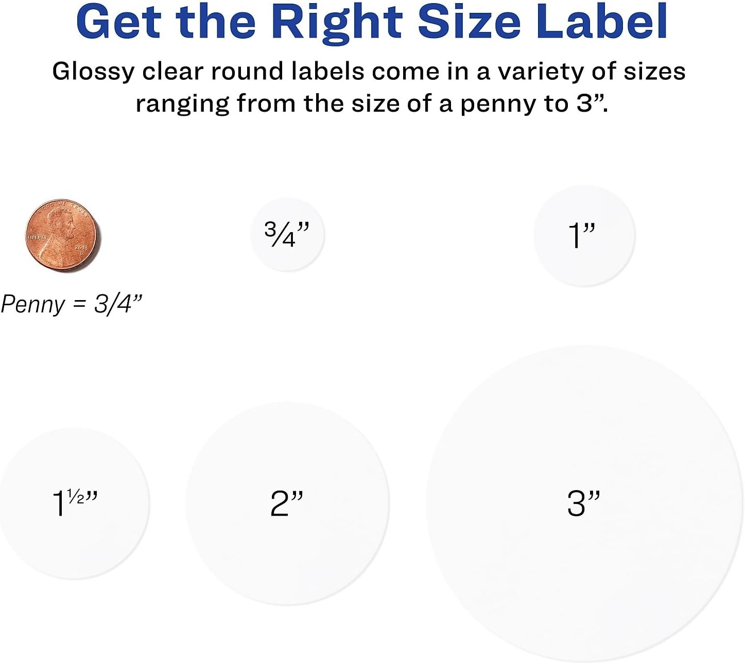 Avery Round Print-To-The Edge Labels With Sure Feed And Easy Peel, 2" Dia, Glossy Clear, 120/pk