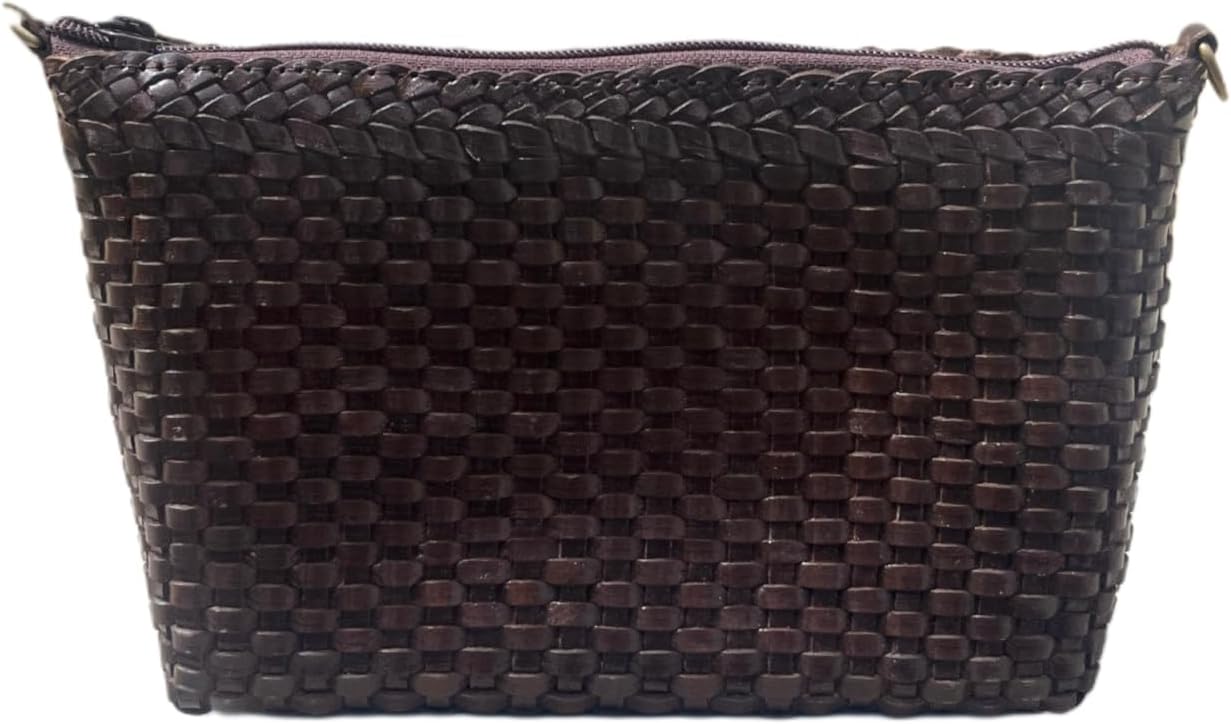 Small Genuine Leather Woven Crossbody Bag, Soft Cowhide Material