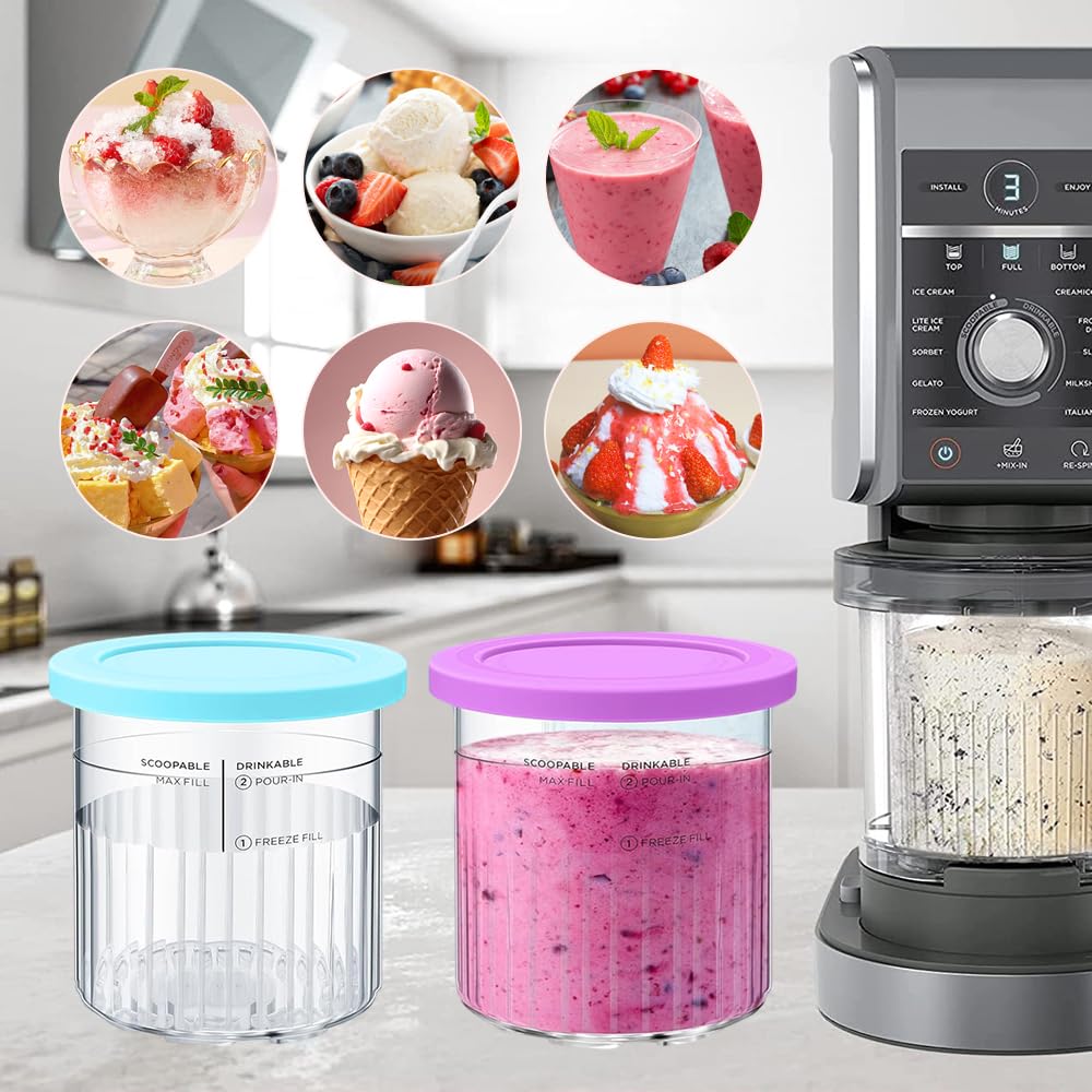 4 Récipients Pour Machine à Glace Ninja Creami - 680ML Avec Couvercles - Sans BPA - Pour NC501/500