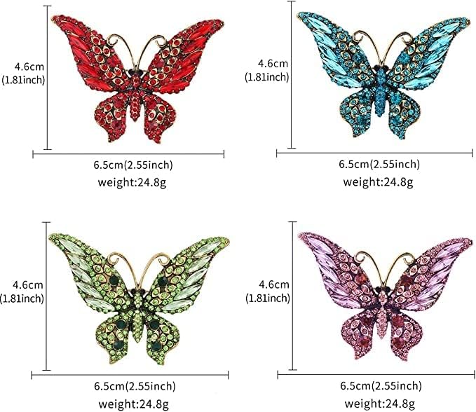 6 Pieces Rhinestone Butterfly Brooch Elegant Lapel Pins Dress Accessories Jewelry Gift For Women Girls Daily Decoration - Image 3