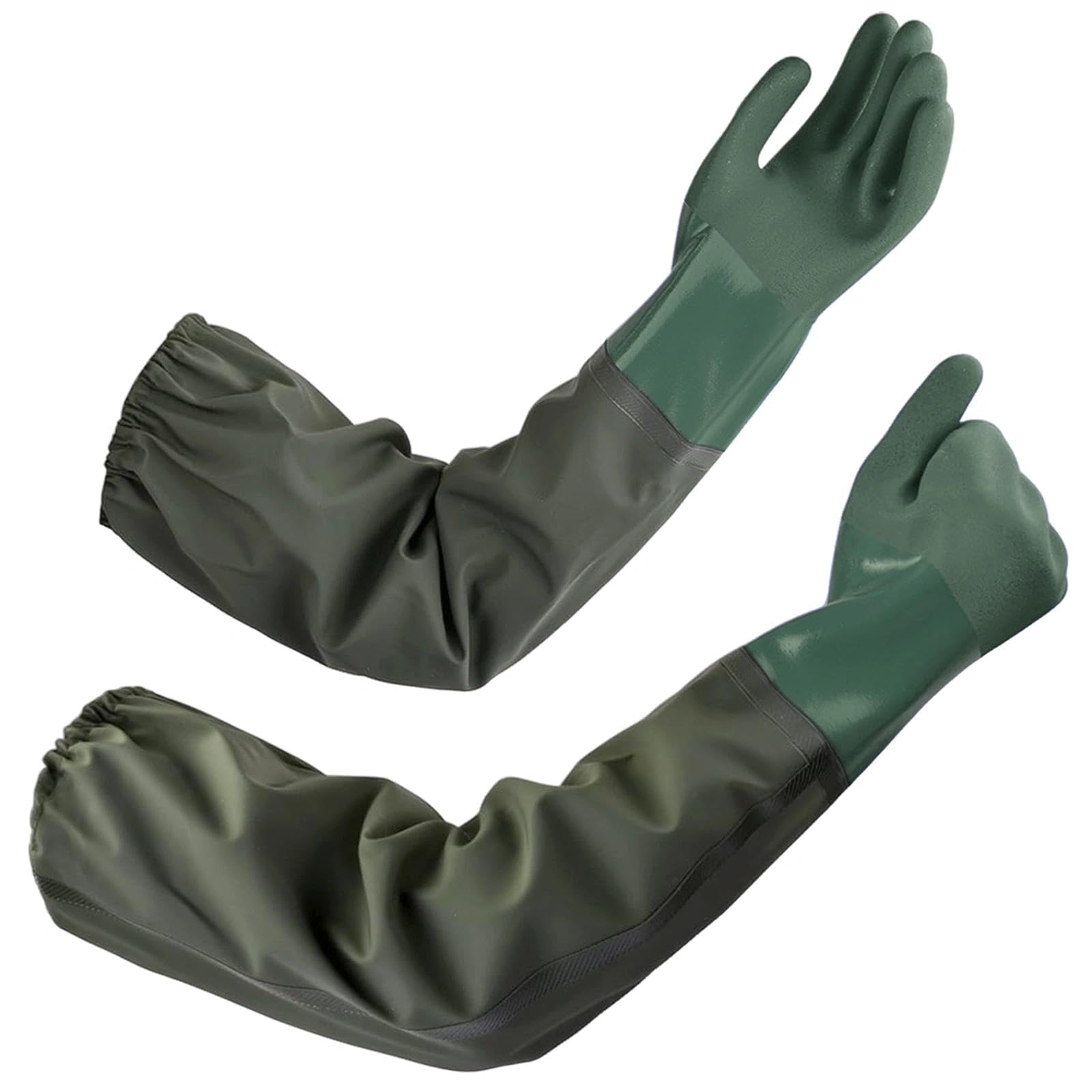 Eulihent 27" Pond Gloves Long Arm Waterproof Drain Cleaning Gloves PVC Reusable Heavy Duty Chemical Resistant Protective Gloves for Aquarium Fishery Machinery Industry