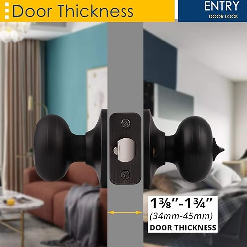 Miniatura 5 de home improvement direct Pomo de puerta de entrada con llave similar, perillas redondas reversibles con cerradura y la misma llave, juego de