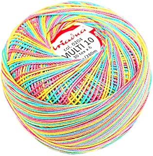 Ariadna Gradient Crochet Cotton Size 10 Gradient Ball Yarn 306yd / 280m Quality Thread 50g Multi Colours (Funky 204), Green