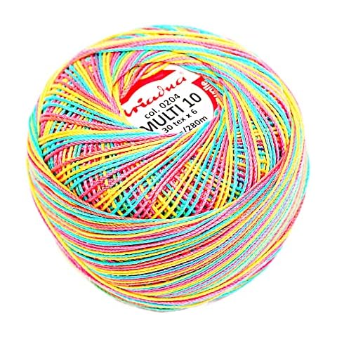 Ariadna Gradient Crochet Cotton Size 10 Gradient Ball Yarn 306yd / 280m Quality Thread 50g Multi Colours (Funky 204), Green Cover