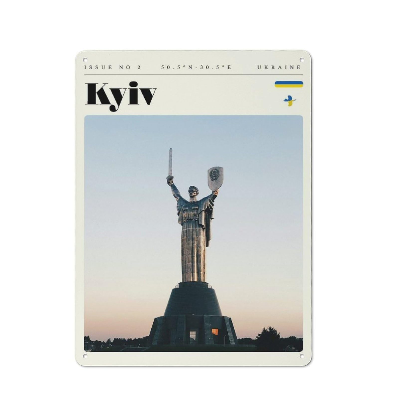 Junmoney Style-2 Metal Plaque 40X30cm With Kyiv Ukraine Travel Art For Pub Or Café, Vintage Decor, For Vintage Wall Decor Fans, For Metal Sign Collectors