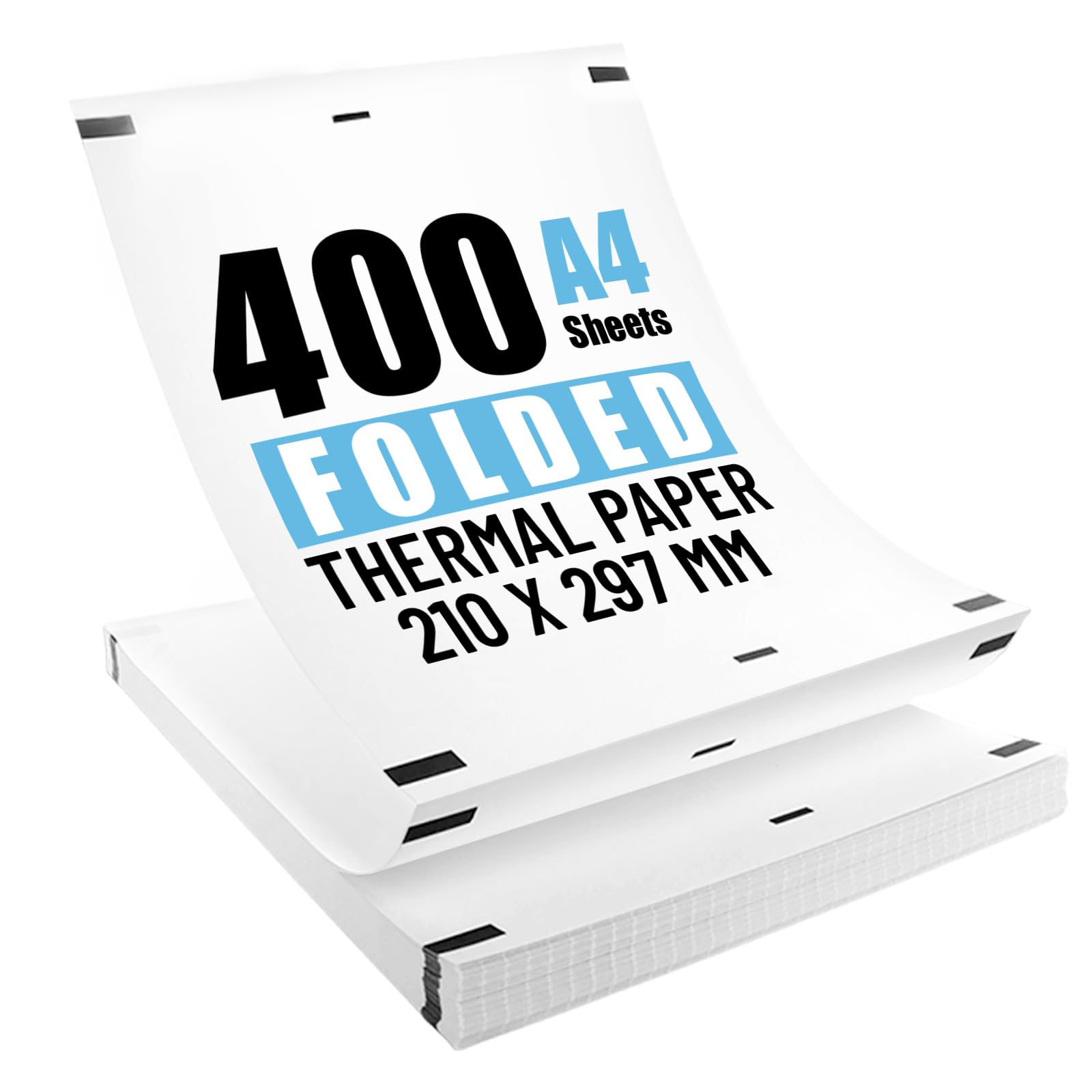 Swylexn 400 Sheets Thermal Paper, 210X297mm Thermal Printer Paper, Waterproof Thermal A4 Paper, Oilproof Printer Paper, Fold Copier Print Paper A4 White, Printing Paper for Study, Meeting