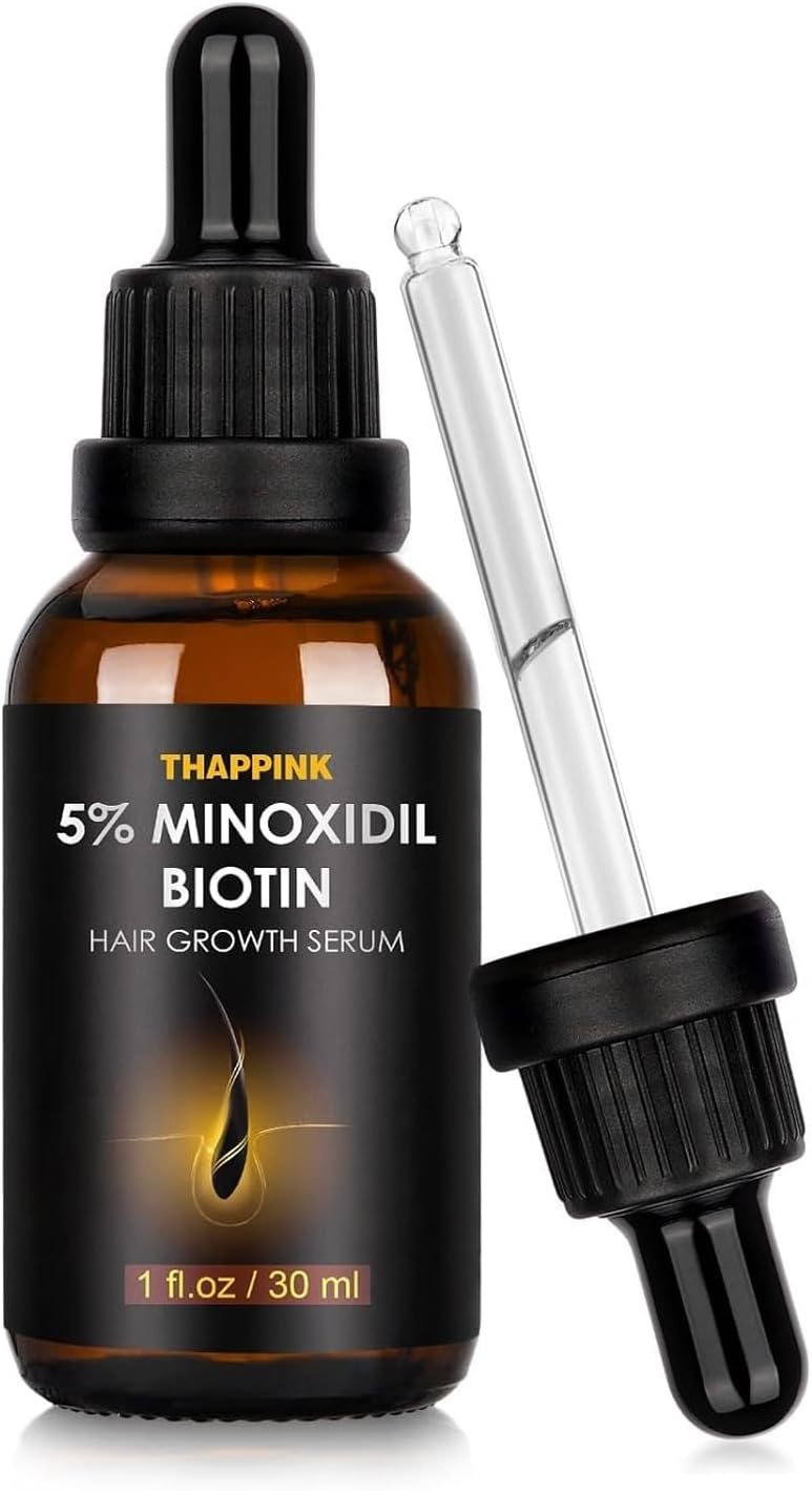 5% Minoxidil for Men & Women Hair Growth - Biotin Minoxidil Serum Oil for Beard Growth Stop Hair Thinning and Hair Loss For Stronger Thicker Longer Hair