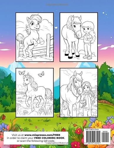 Horse Coloring Book For Girls Ages 4-8: Cute Horses Coloring Pages For Little Girls, A Colorful Jour
