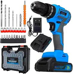 Furadeira Parafusadeira Brushless Sem Fio 36V 10000mAh | Alta Potência 60Nm | 2 Baterias Recarregáveis + Maleta | Iluminação LED, Velocidade Variável E Torque Ajustável | Ideal Para Uso Profissional