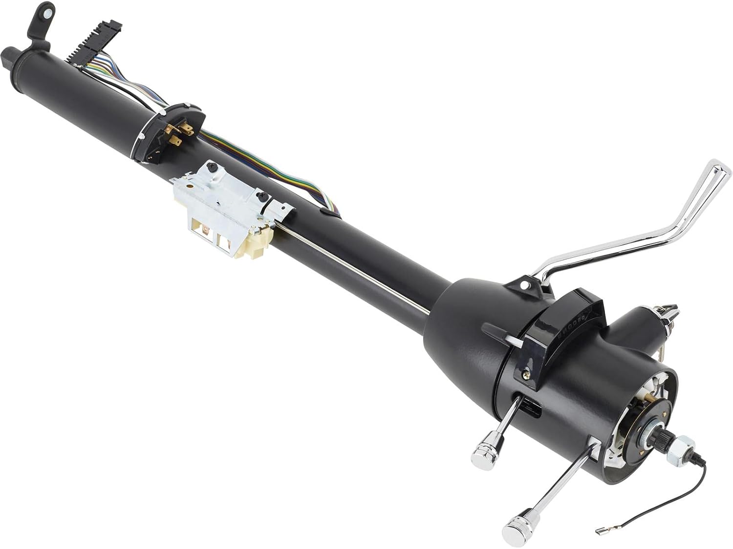 Universal GM Tilt Steering Column 30" Black with Shifter, 5-Position Tilt, Built-in GM Turn Signal & Hazard Flashers, Compatible with '69-'94 Specs, Includes Ignition, Key, & Billet Look Handles