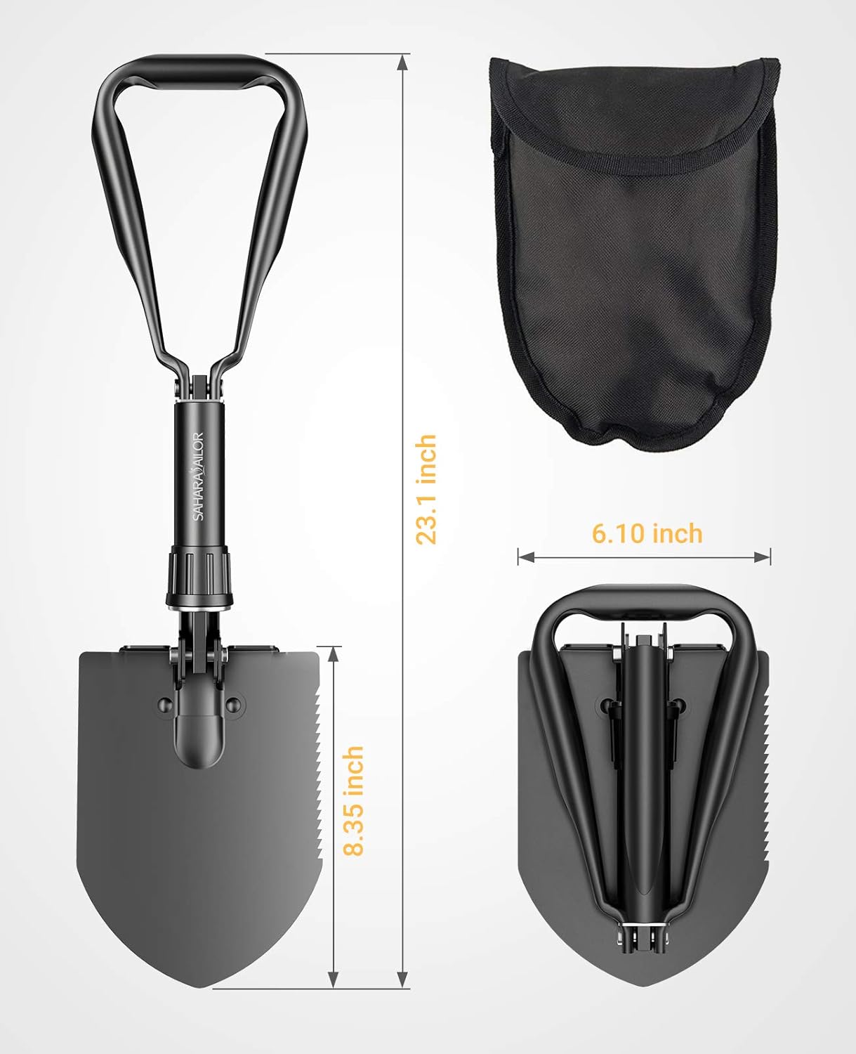 Sahara Sailor Folding Shovel, Spade Shovel for Digging, Camping Shovel Folding Multitool of Camping Essentials, Mini Foldable Shovel Work as Backpacking Trowel with High Carbon Steel & Storage Pouch : Sports & Outdoors