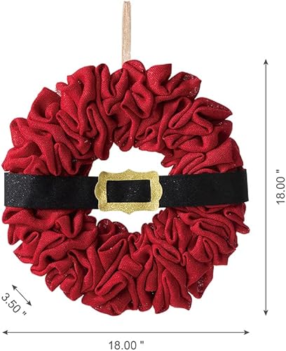 Miniatura 2 de Glitzhome Corona de tela roja de Navidad de 18 pulgadas de profundidad, coronas artificiales de Navidad, decoración para festividades, festivales,