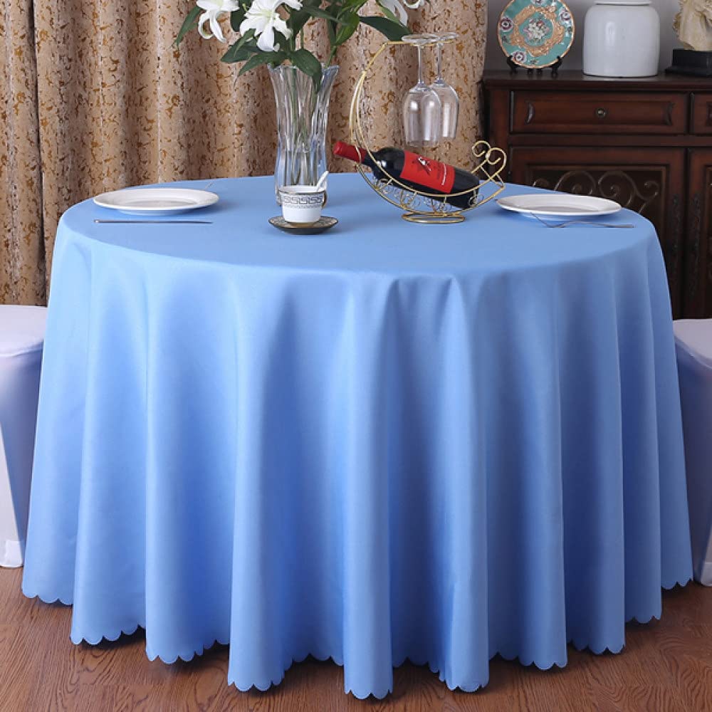 Nappe ronde infroissable bleu lac 180 cm en polyester pour protéger vos tables